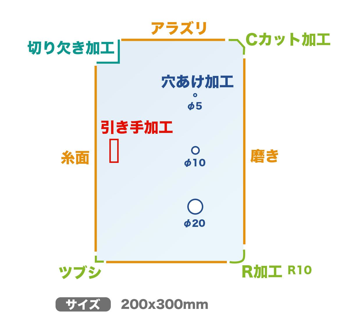 ガラス板：加工サンプル